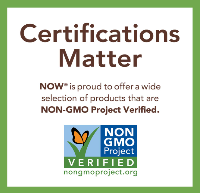 NOW Foods broccoli seeds Non-GMO Project Verified certification graphic