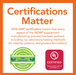 NOW Foods certification standards and GMP quality assurance graphic