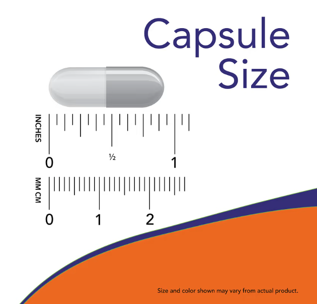 NOW Foods Dandelion Root 500 mg vegetable capsule size guide