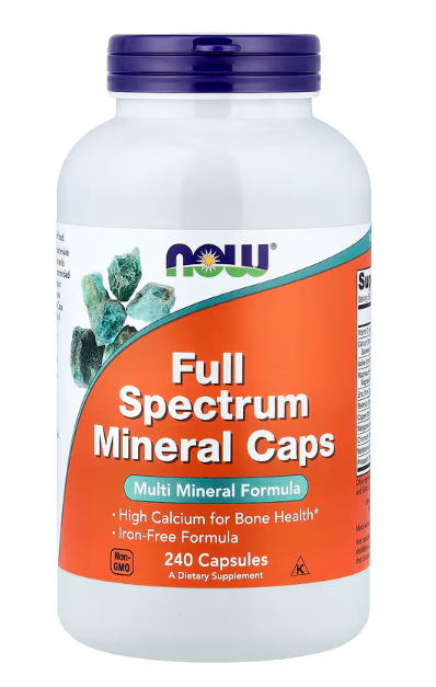NOW Foods Full Spectrum Minerals Caps 240 capsules bottle front label