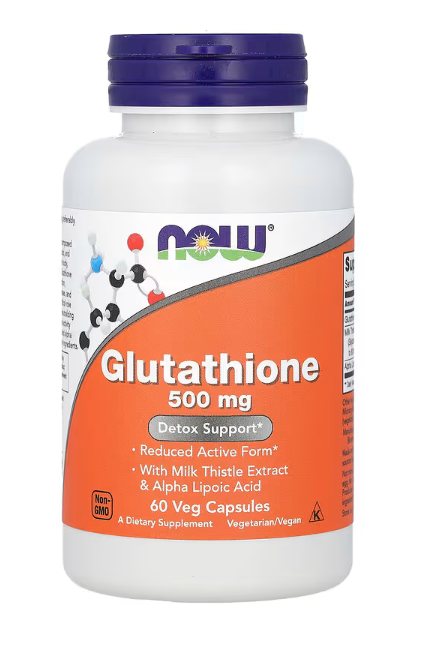 NOW Foods Glutathione 500 mg with milk thistle extract and alpha lipoic acid bottle 60 veg capsules antioxidant supplement