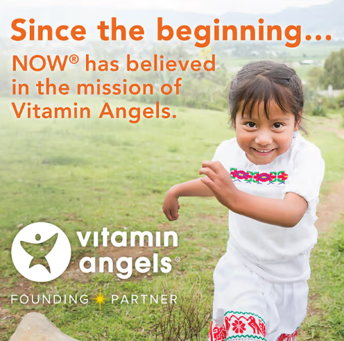 NOW Foods  Hawthorn Barry Vitamin Angels partnership community support graphic