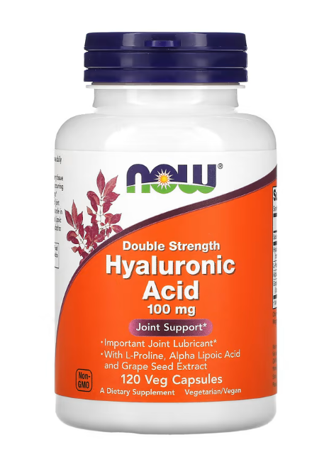 NOW Foods Hyaluronic Acid 100 mg 120 veg capsules bottle front label