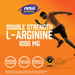 NOW Sports Double Strength L-Arginine 1,000 mg nitric oxide precursor supplement promotional image with athlete graphic