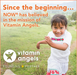 NOW Foods Omega 3-6-9 partnership graphic highlighting support of Vitamin Angels charitable initiative