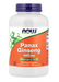 NOW Foods Panax Ginseng 500 mg bottle front label herbal energy support supplement 250 Veg Capsules