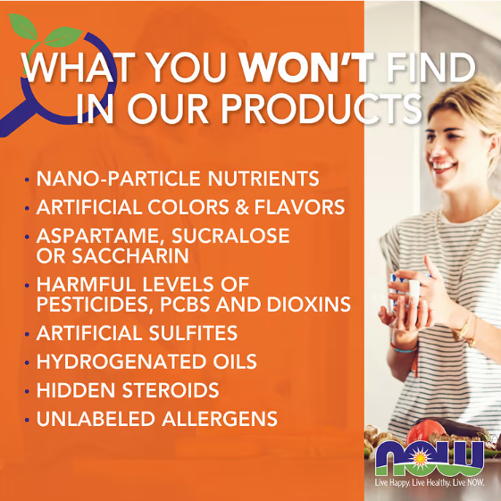 NOW Foods Potassium Citrate quality promise image no artificial colors flavors or hidden ingredients