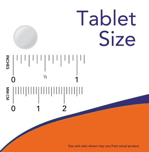 NOW Foods Potassium Iodide 30 mg capsule size comparison image