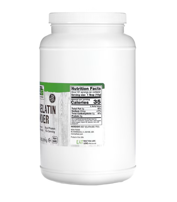 NOW Foods Real Food Beef Gelatin Powder 4 lb container natural thickening agent and unflavored protein source