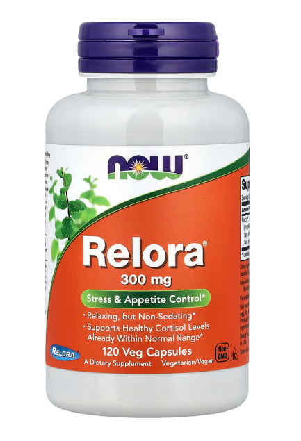 NOW Foods Relora 300 mg 120 veg capsules stress support supplement bottle