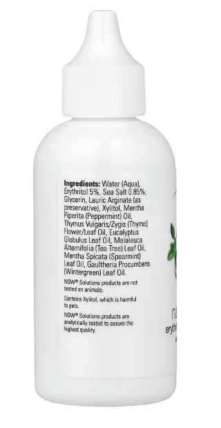 NOW Foods Activated Nasal Mist ingredient and usage label