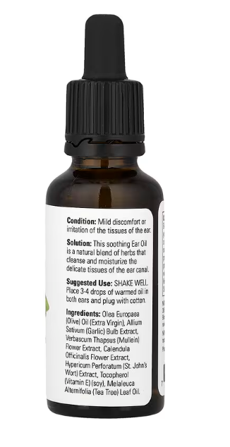 NOW Solutions Ear Oil ingredients and directions panel