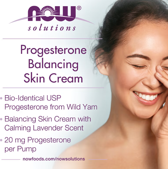 NOW Solutions Progesterone cream women’s wellness skincare display