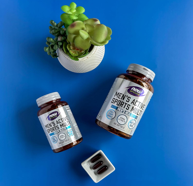 NOW Foods Sports Men's Active Sports Multi multivitamin bottle