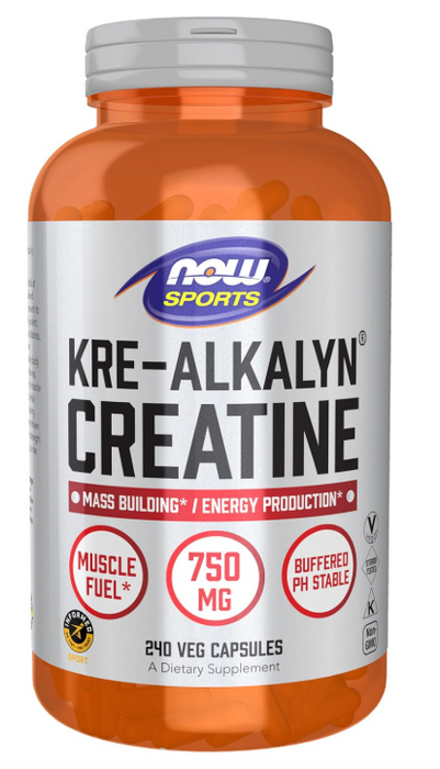 NOW Sports Kre-Alkalyn Creatine capsules bottle front label 240 Veg Capsules