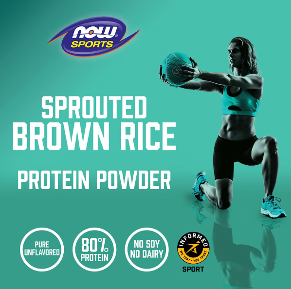 NOW Sports Sprouted Brown Rice Protein Powder vegan protein shake for muscle recovery