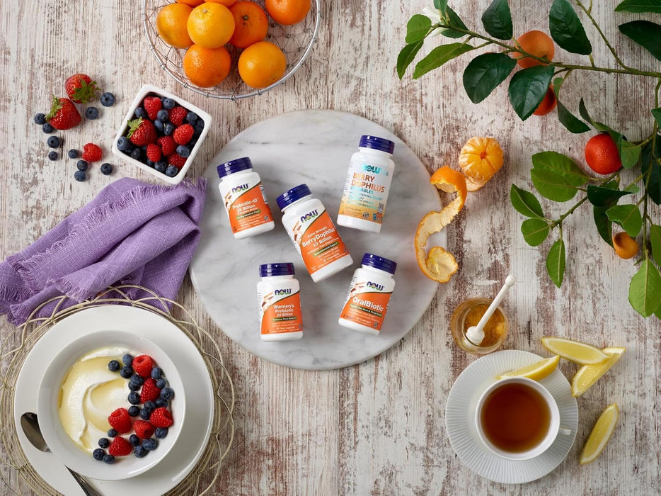 NOW Kids Berry Dophilus probiotic chewables label detail close-up