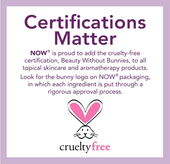 NOW Solutions Pure Lanolin certifications matter cruelty free beauty without bunnies graphic