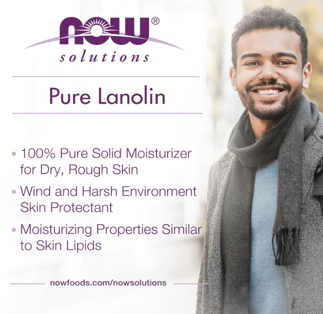 NOW Solutions Pure Lanolin wind and harsh environment skin protectant moisturizing benefits graphic