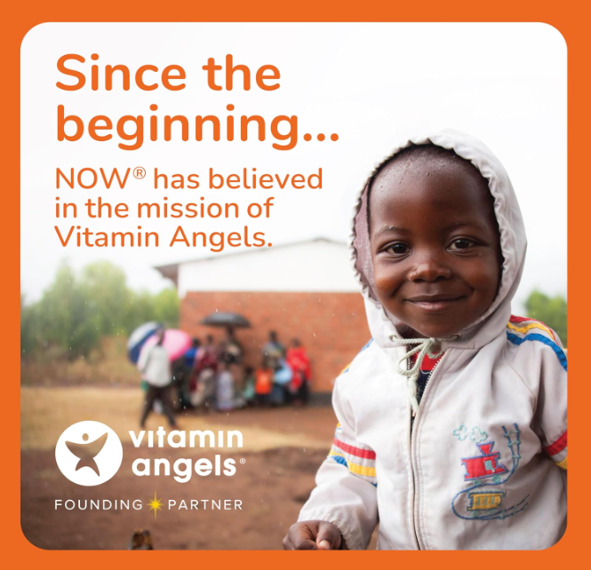 NOW Foods Vitamin Angels partnership community support graphic