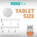 NOW Kids Kid Cal chewable tablet size comparison graphic with ruler