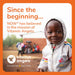 NOW Foods supporting Vitamin Angels mission graphic featuring child portrait and founding partner message