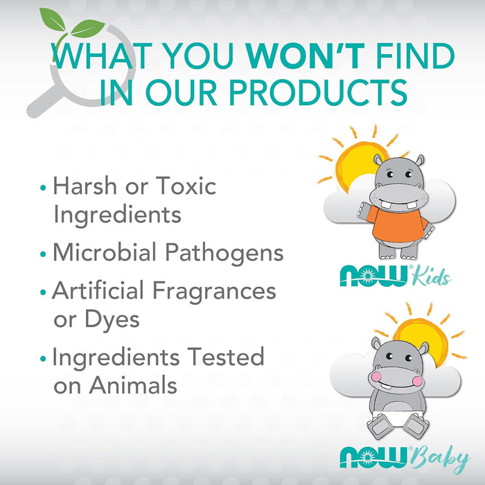 NOW Kids DHA Fish Oil ingredient quality promise graphic with no artificial additives