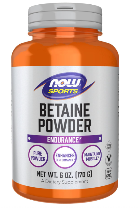 NOW Sports Betaine Powder trimethylglycine container front label 6oz