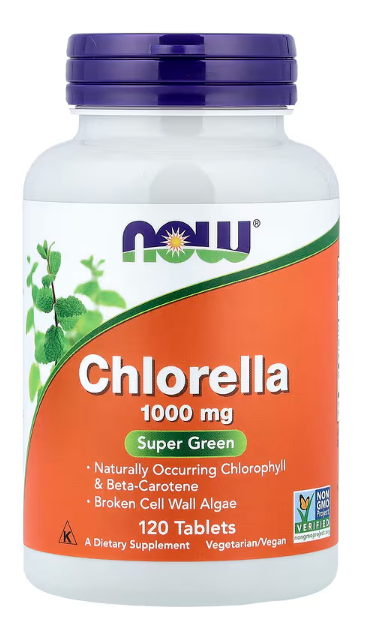 NOW Foods chlorella 1000 mg tablets supplement facts label