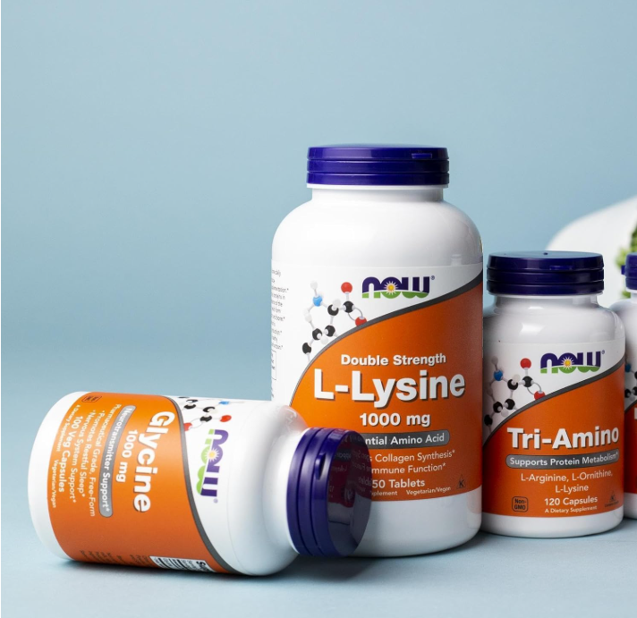 NOW Foods Glycine Pure Powder amino acid supplement jar for sleep and metabolic support