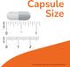 NOW Foods Gotu Kola capsule size comparison chart showing vegetable capsule next to measurement scale