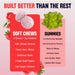 Side-by-side comparison of a Nutrex Essentials Creatine Soft Chew and a traditional creatine gummy, highlighting texture, size, and format differences for convenient daily creatine supplementation.
