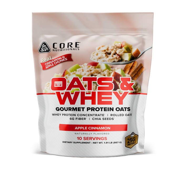 Core Nutritionals Oats & Whey Apple Cinnamon protein oats bag front
