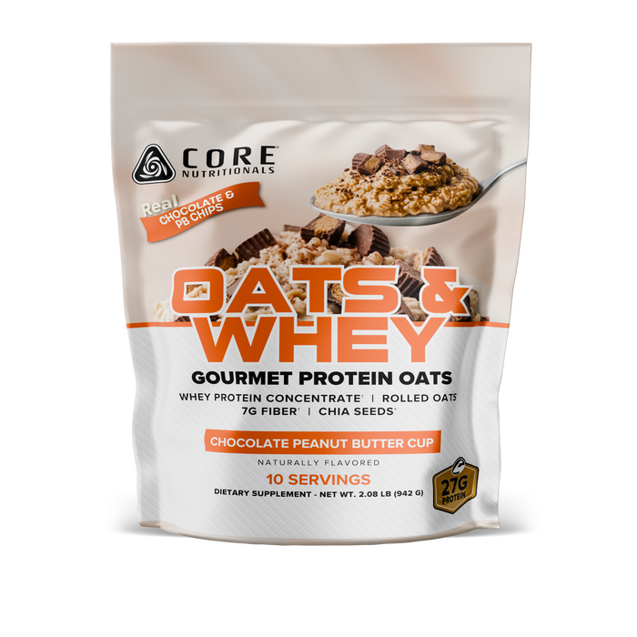 Core Nutritionals Oats & Whey Chocolate Peanut Butter Cup protein oats bag front