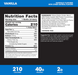 Optimum Nutrition Vanilla 40g Protein Shake RTD supplement label showing nutrition facts and ingredients
