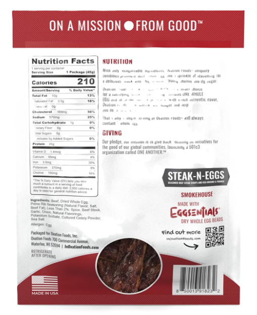 Ovation Foods Steak-N-Eggs Smokehouse nutrition facts, ingredients, and directions