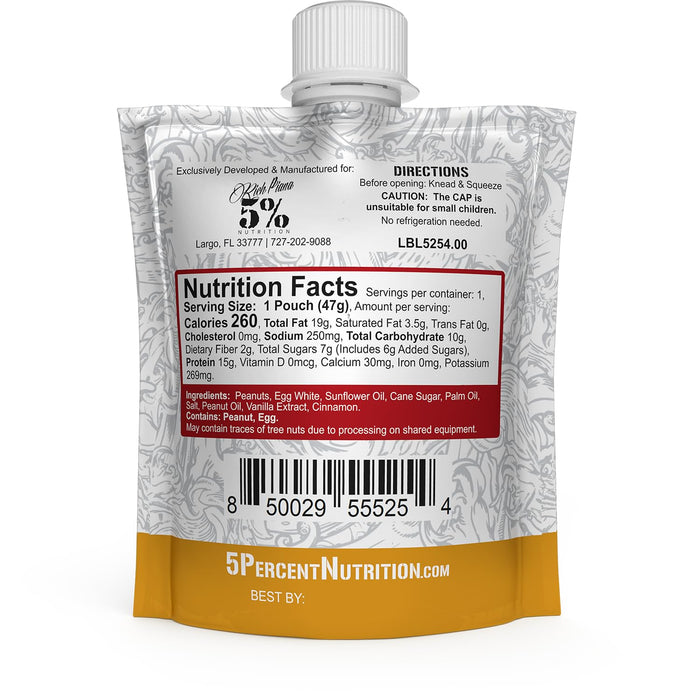 5% Nutrition Snack Time Protein Pouch 10 Pack Nutrition Facts - Peanut Butter