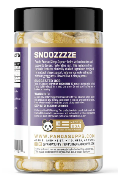 PANDA Snoozzzze Suggested Use & Warnings
