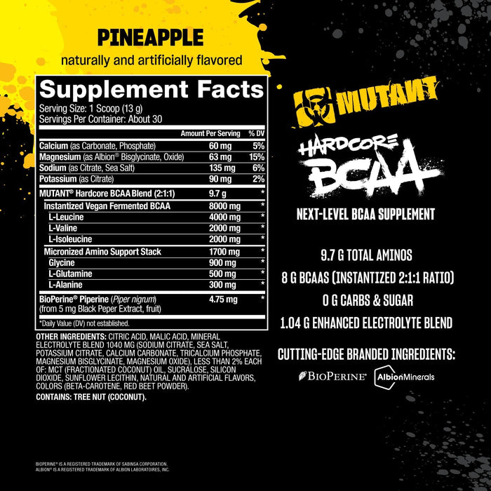 MUTANT Hardcore BCAA | Branched-Chain Amino Acids for Muscle Recovery, Hydration & Endurance