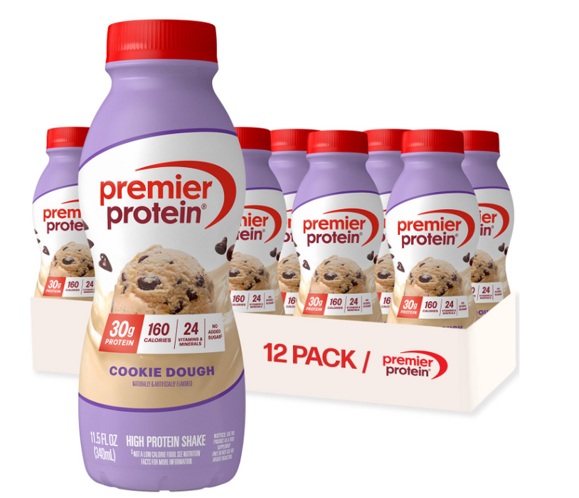 Premier Protein cookie dough RTD shake with 30g protein and energy support drink