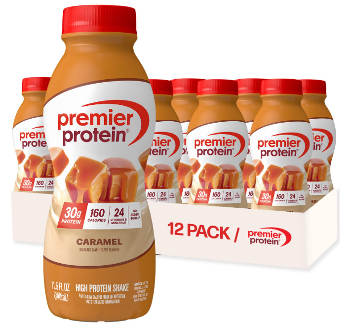 Premier Protein caramel RTD shake high protein low sugar ready to drink supplement