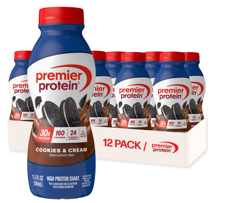 Premier Protein cookies and cream RTD shake 30g protein convenient nutrition drink