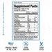 Purus Labs Noxygen RTD Galaxy Blue Raspberry nutrition facts and ingredient panel displaying serving size, performance-support ingredients, hydration information, and nutritional details.
