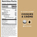 Rule 1 Clean Gainer supplement facts panel showing calories protein and carbs 30 Servings, Cookies &amp; Creme