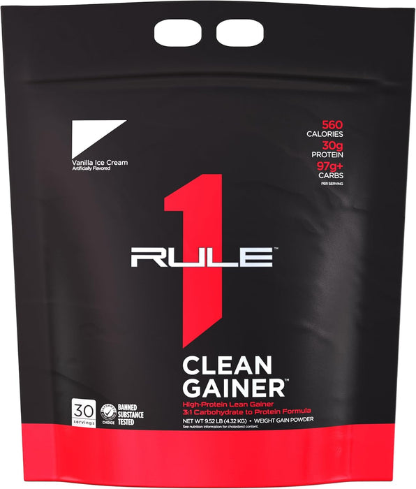 Rule 1 Clean Gainer lean mass weight gainer protein powder 30 Servings, Vanilla Ice Cream
