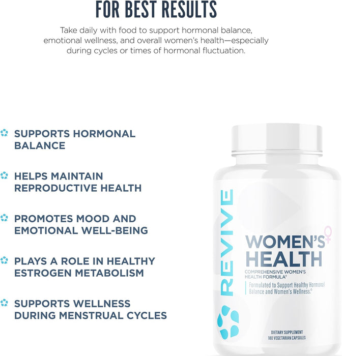 Vegetarian capsules from Revive MD Women’s Health women’s wellness supplement 180 Capsules 