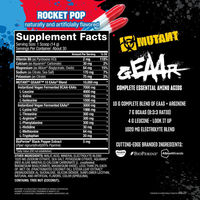Supplement Facts Rocket Pop – MUTANT GEAAR Ingredients – TigerFitness