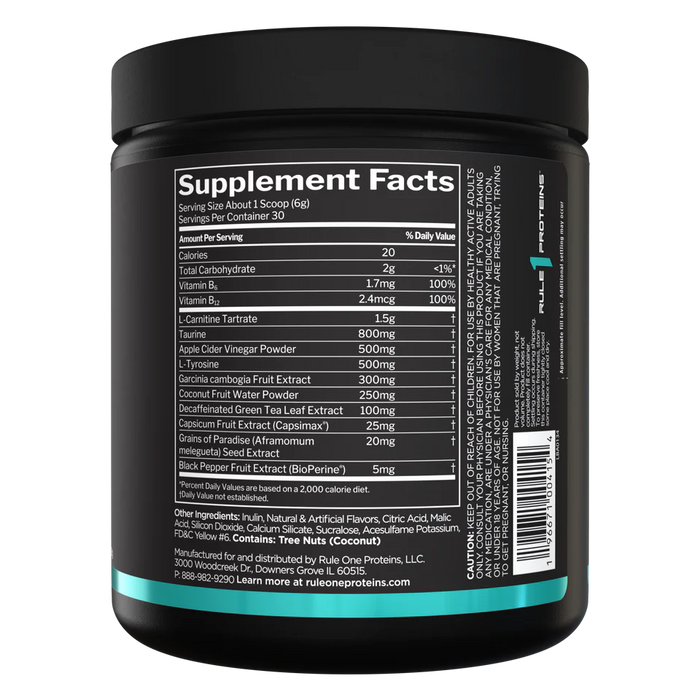 Rule One Lean supplement facts panel for non-stim weight management formula Mardarin Mango