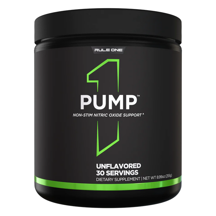Rule One Pump non-stim nitric oxide supplement, unflavored, front label