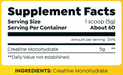 HTLT Creatine Monohydrate Supplement Facts